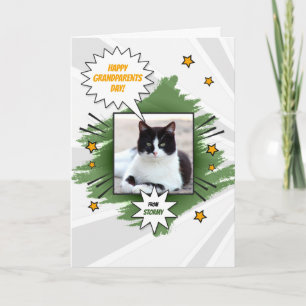 Cartão do Dia dos Avós do Gato com a Foto de Pet