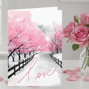 Cartão do Dia dos Namorados com Amor Rosa Elegante