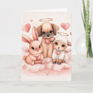 Cartão do Dia dos Namorados com Animais do Pequeno