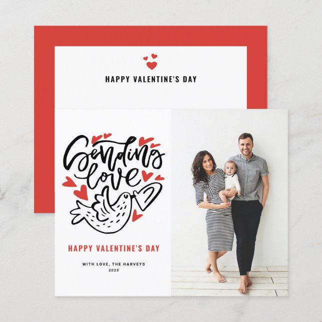 Cartão do Dia dos Namorados com Caligrafia de Pomb (Frente/Verso)