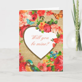 Cartão do Dia dos Namorados com Coração Floral Doc