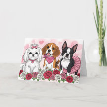 Cartão do Dia dos Namorados com Trio de Cachorros