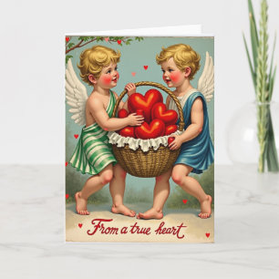 Cartão do Dia dos Namorados Cupidos Corações