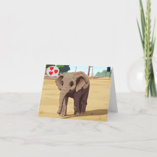 Cartão do Dia dos Namorados de elefante fofo