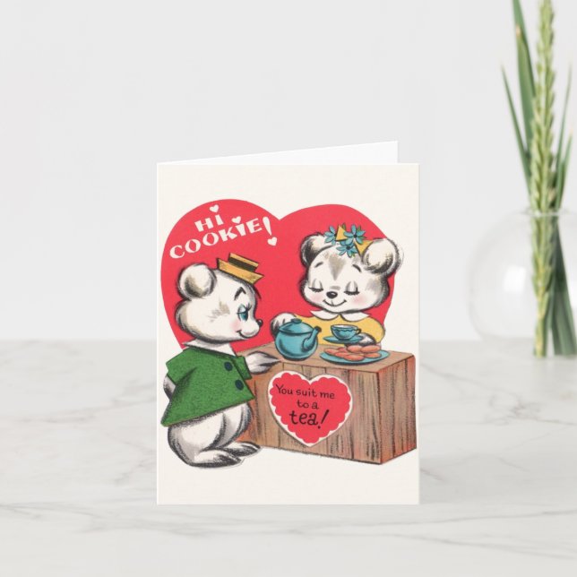 Cartão do dia dos namorados do biscoito e do chá (Frente)