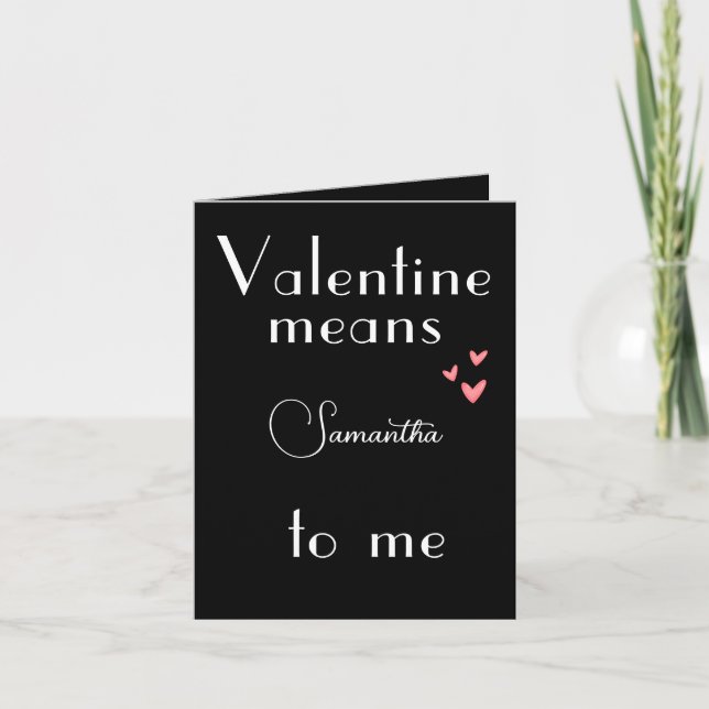 Cartão do Dia dos Namorados Preto com Nome Persona (Frente)