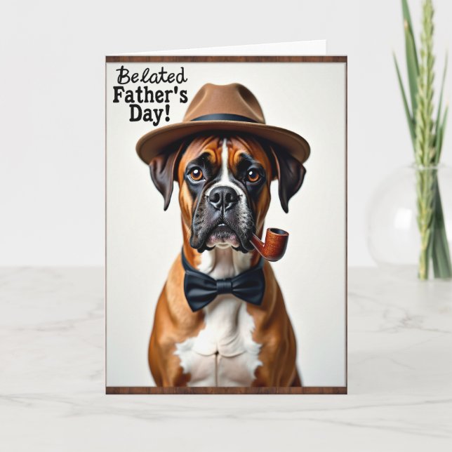 Cartão do Dia dos Pais com Cachorrinho Listrado (Frente)