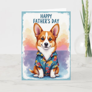Cartão do Dia dos Pais com Cachorro Floral