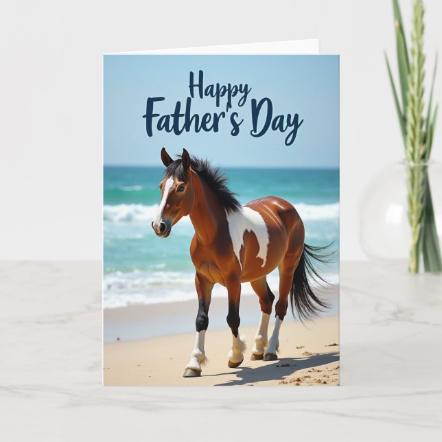 Cartão do Dia dos Pais com Cavalo Castanho (Frente)