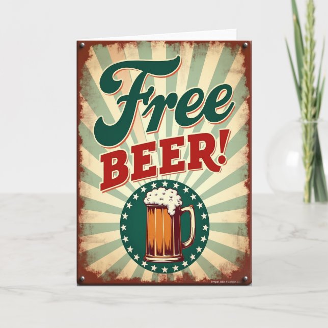 Cartão do Dia dos Pais com Cerveja Antiga (Frente)