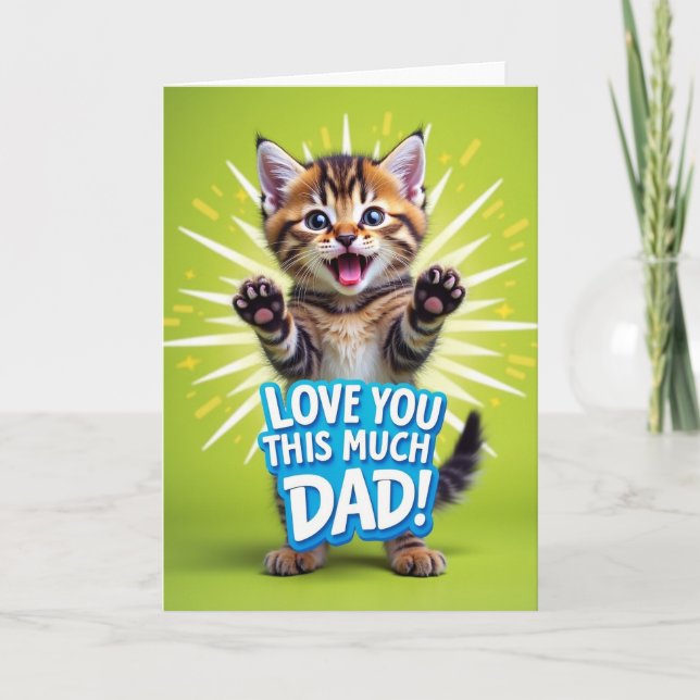 Cartão do Dia dos Pais com Gatinho Listrado (Frente)