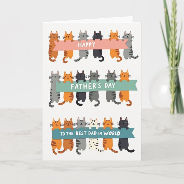 Cartão do Dia dos Pais com Gatos Caprichosos (Frente)