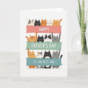 Cartão do Dia dos Pais com Gatos de Desenho Animad