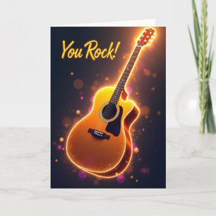 Cartão do Dia dos Pais com Guitarra Ardente