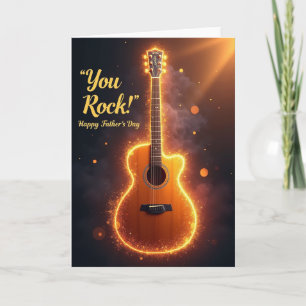 Cartão do Dia dos Pais com Guitarra Brilhante