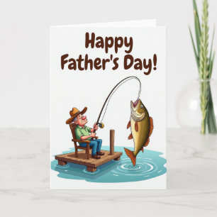 Cartão do Dia dos Pais com tema de pesca