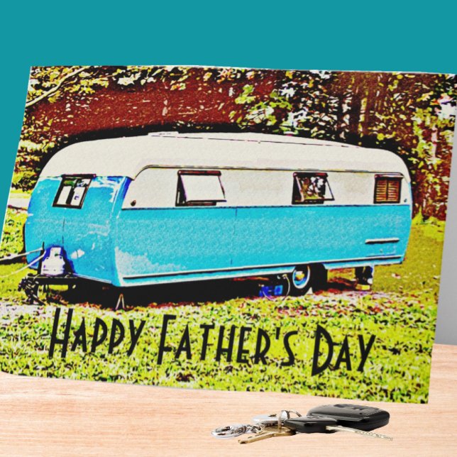 Cartão do Dia dos Pais com Trailer de Camping Vint (Criador carregado)