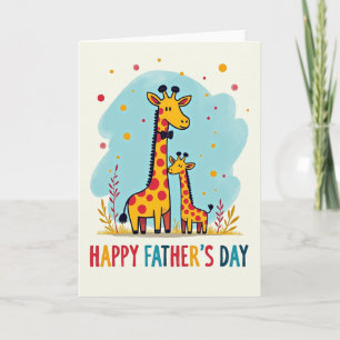 Cartão do Dia dos Pais Família de Girafa