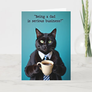Cartão do Dia dos Pais Feline Dad Serious Brew