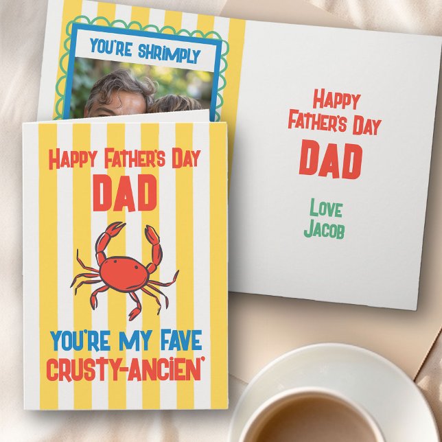 Cartão do Dia dos Pais Funny Crab Amalfi Faixa Ama (Funny Father's Day Card with
Photo - order instant digital download or professional print)