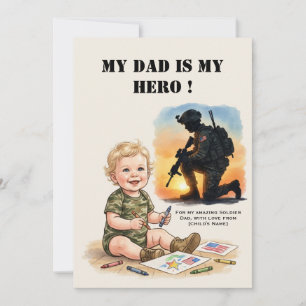 Cartão do Dia dos Pais Militar Meu Papai Herói