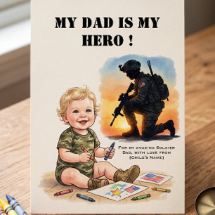 Cartão do Dia dos Pais Militar Meu Papai Herói