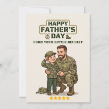 Cartão do Dia dos Pais Militar Pequeno Recruta