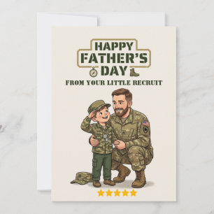 Cartão do Dia dos Pais Militar Pequeno Recruta