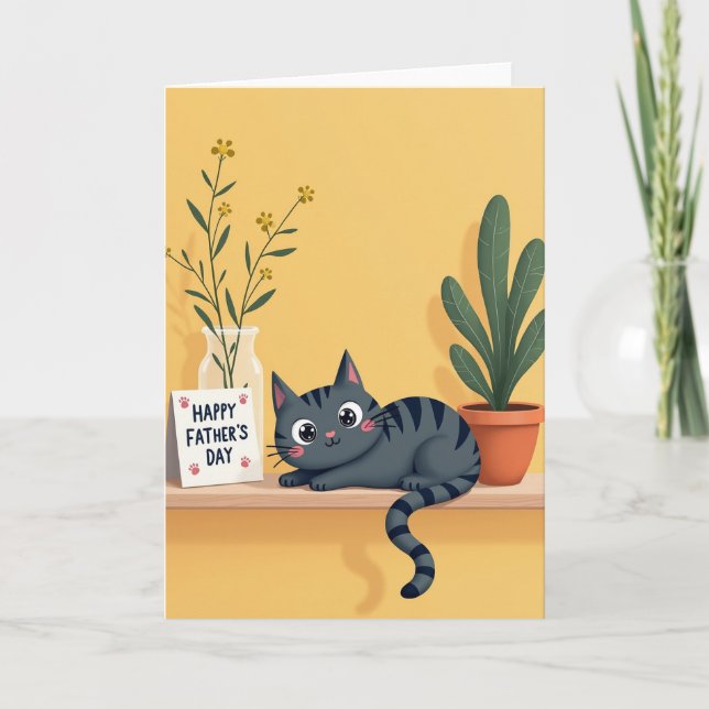 Cartão do Dia dos Pais Slate Cat (Frente)