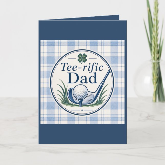 Cartão do Dia dos Pais 'Tee-rific Dad' de Golfe (Frente)