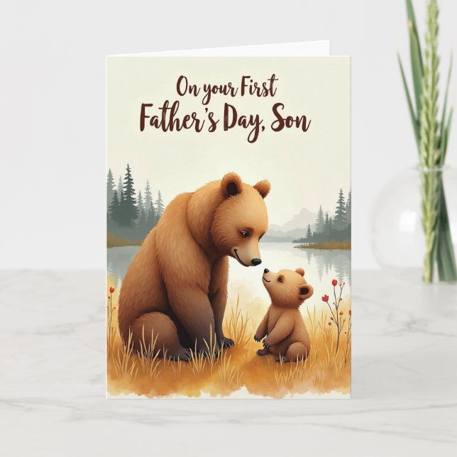 Cartão do Dia dos Pais Urso Gentil (Frente)