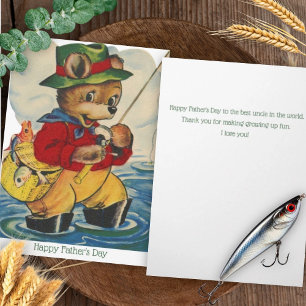 Cartão do Dia dos Pais Vintage para Tio Pescador