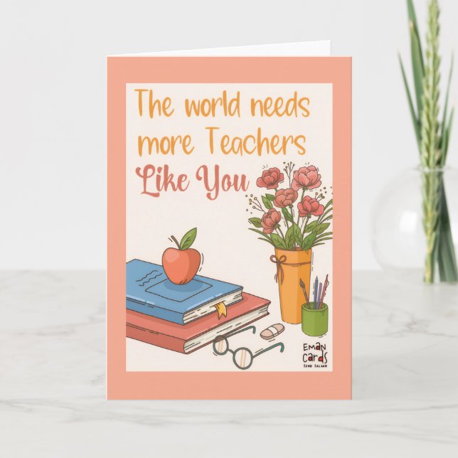 Cartão do Dia dos Professores com Flores (Frente)
