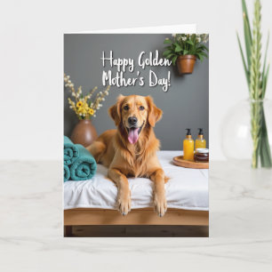 Cartão do Dia Feliz da Mãe Cachorro Dourado