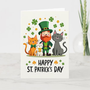 Cartão do Dia Feliz dos Gatos Shamrock