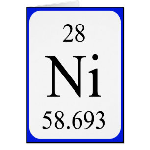 Cartão do elemento 28 - branco do níquel