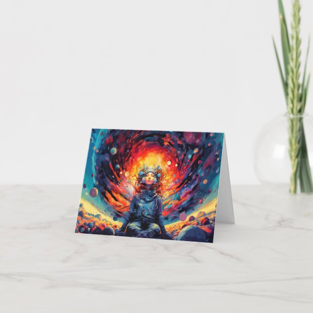 Cartão Do Espaço e Além da Ilustração Aniversário (Frente)