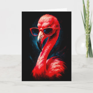 Cartão do Fabuloso Flamingo com Óculos de Sol