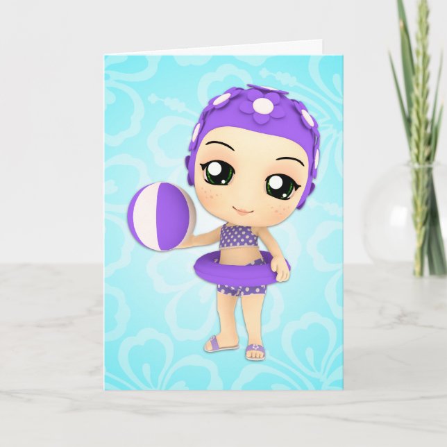 Cartão do feliz aniversario do verão da torta de (Frente)