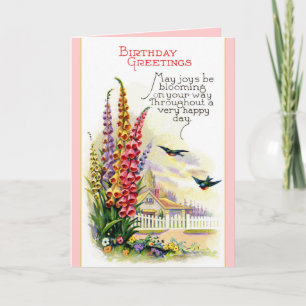 Cartão do feliz aniversario do vintage