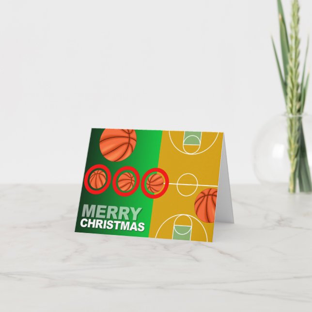 Cartão do Feliz Natal do basquetebol (Frente)