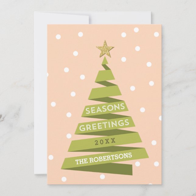 Cartão do feriado da árvore de fita (Frente)