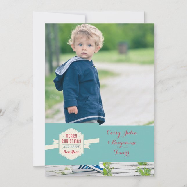 Cartão do feriado da foto da mensagem do Natal (Frente)