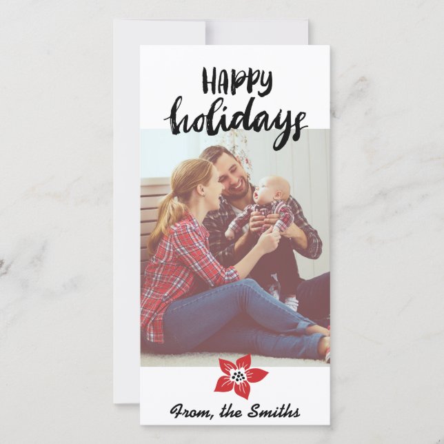 Cartão do feriado da poinsétia - adicione sua (Frente)