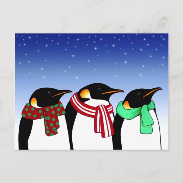 Cartão do feriado dos pinguins do Natal (Frente)