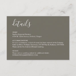 Cartão do gabinete com detalhes de casamento da Ci