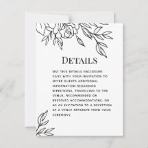 Cartão do gabinete de detalhes de casamento do Ros