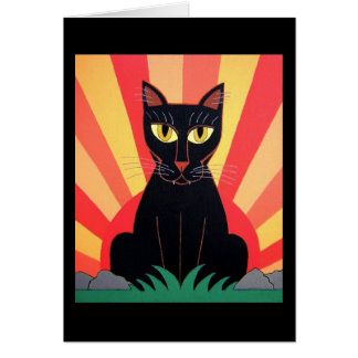 Cartão do gato de pantera preta