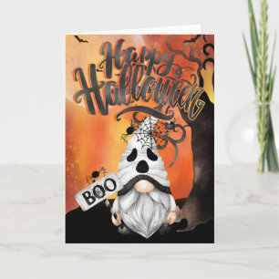 Cartão do Gnomo Boo Fantasma Feliz Halloween