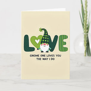 Cartão do Gnomo do Amor com Padrão Verde